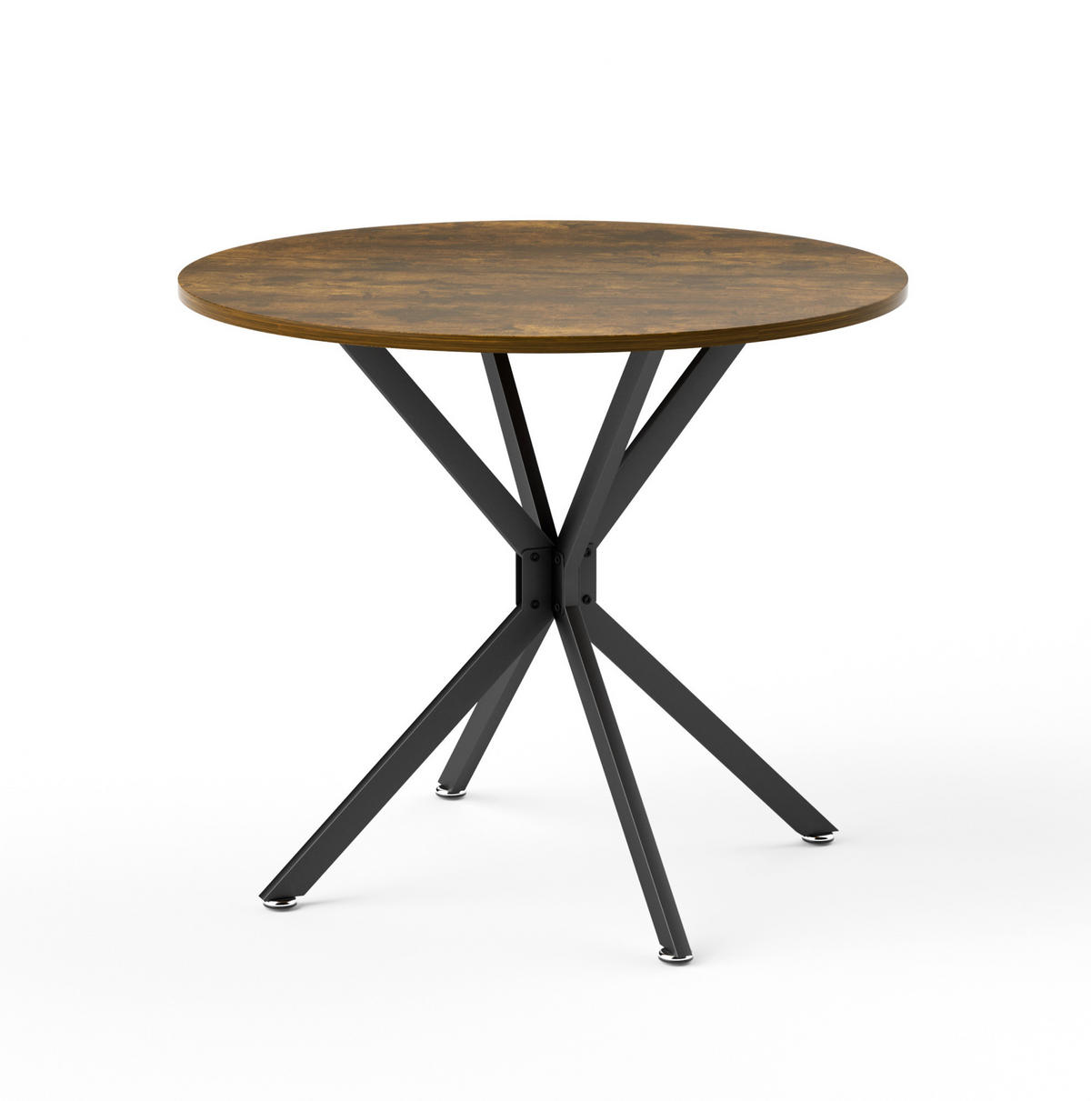STOL za blagovaonicu 90 cm, iverica i metal, vintage smeđe-crni - crna, drvni materijal (90/90/78cm) - BEAOK