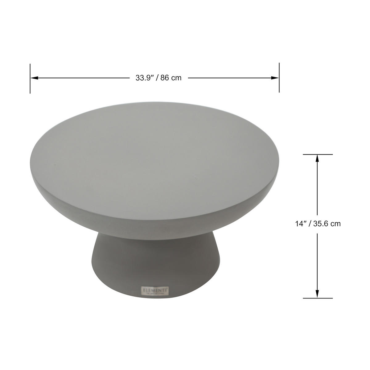 COUCHTISCH KYLIX Mittel Beton Optik 86 x 86 x 35.6 cm - Grau, Naturmaterialien (86/86/35.6cm) - Elementi