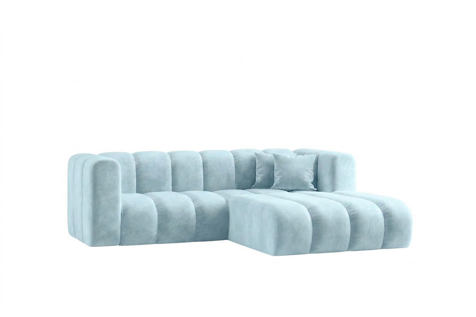 ECKSOFA Modulares In L-Form, Velvet-Stoff Riviera, Babyblau, Rechts, GRAND - Hellblau, Holz (227/179cm) - Kaiser Möbel