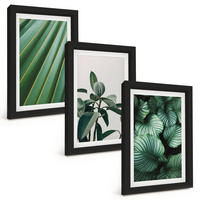 BILDER SET 3er Set - 20x30 cm Schwarzer Rahmen - Ästhetische tropische Blätter - Schwarz, Kunststoff (20/30cm) - TULUP