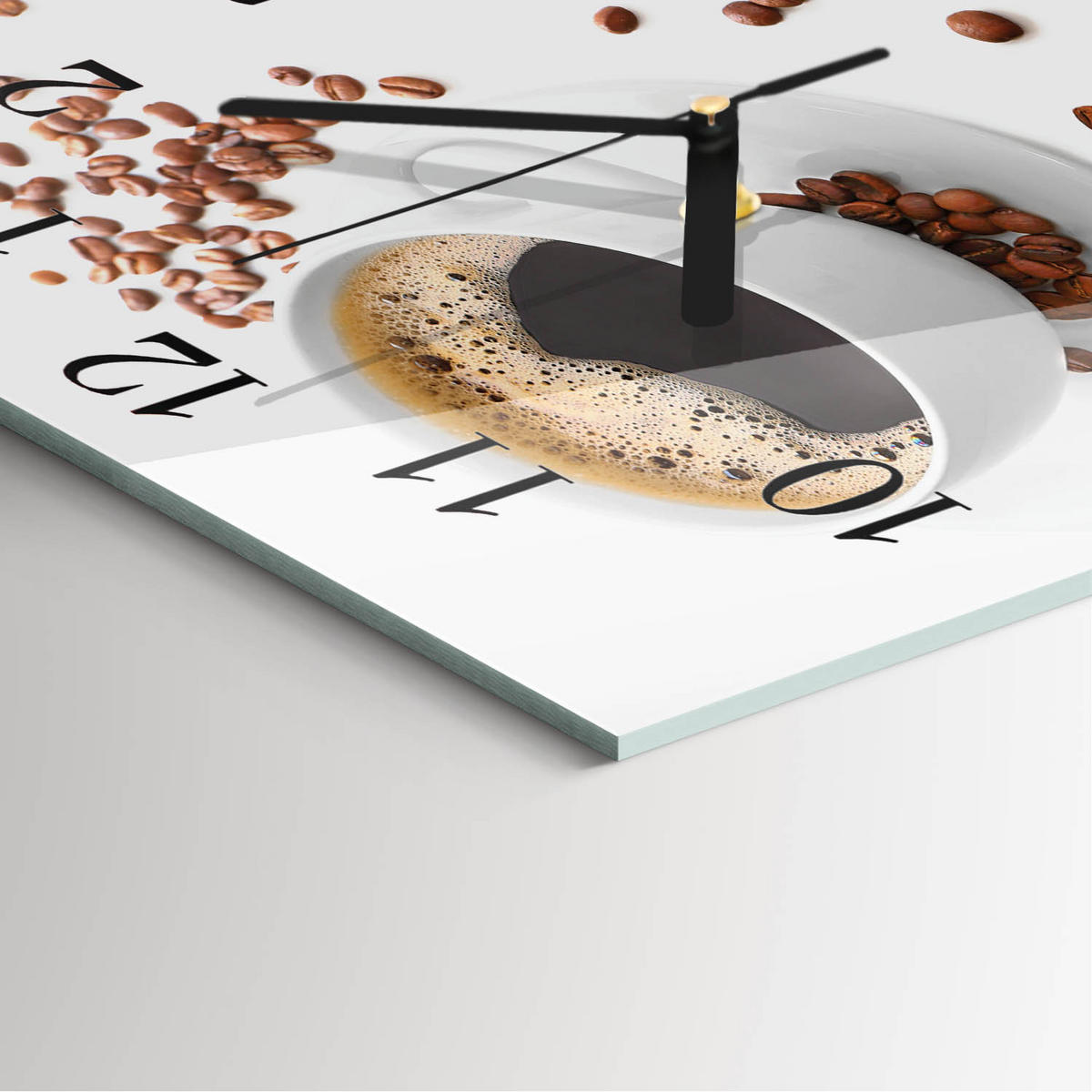 WANDUHR 30x30 cm - Kaffee - Weiß, Glas (30/30/0.4cm) - TULUP