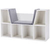 KINDERREGAL 2-in-1 Eckregal mit 6 Fächern Kindersitzbank mit Kissen Weiß+Grau - Weiß/Grau, Holzwerkstoff/Textil (30/62/103cm) - HOMCOM