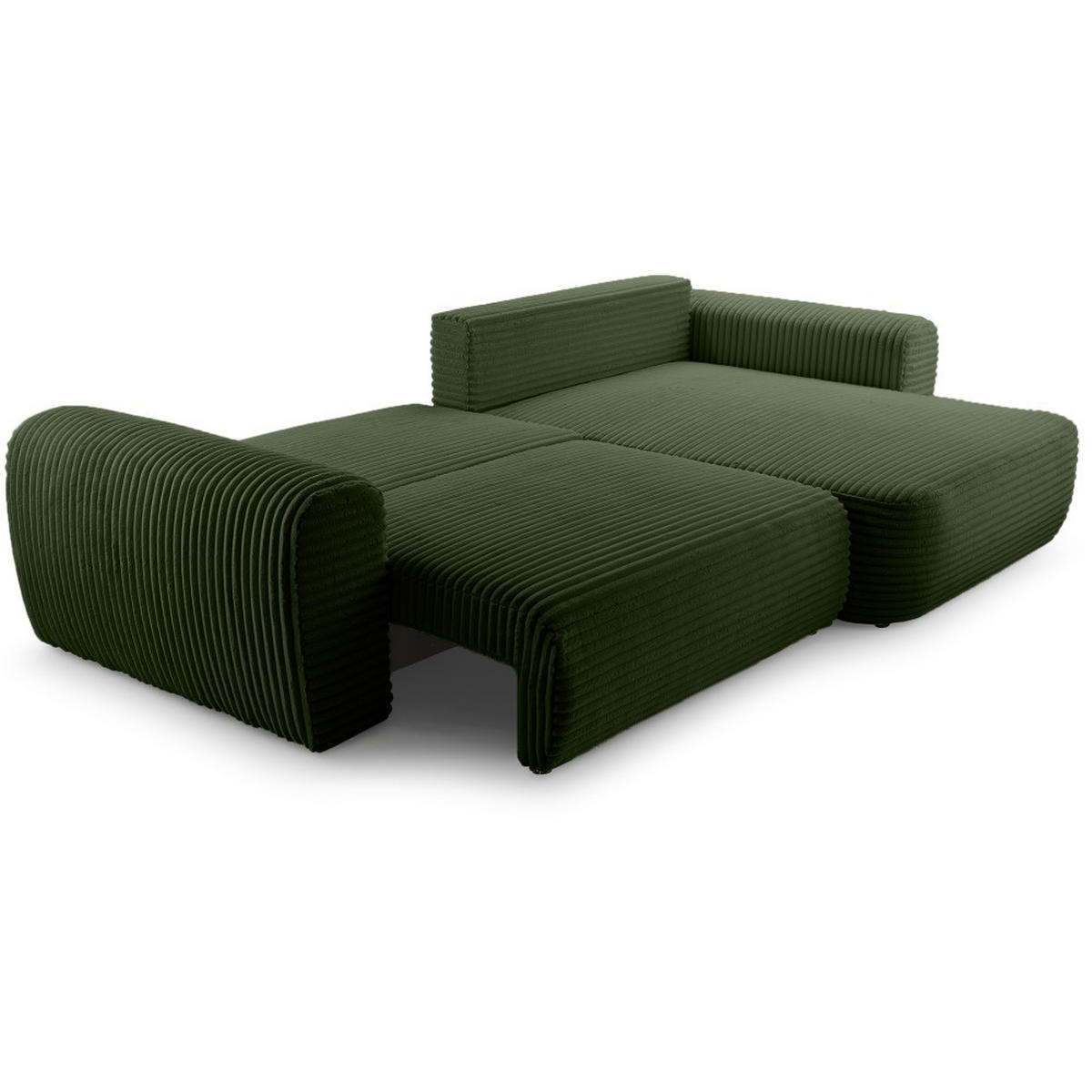 ECKSCHLAFSOFA Harmonia Dunkelgrün rechts - Dunkelgrün/Schwarz, Textil (297/169cm) - Beautysofa