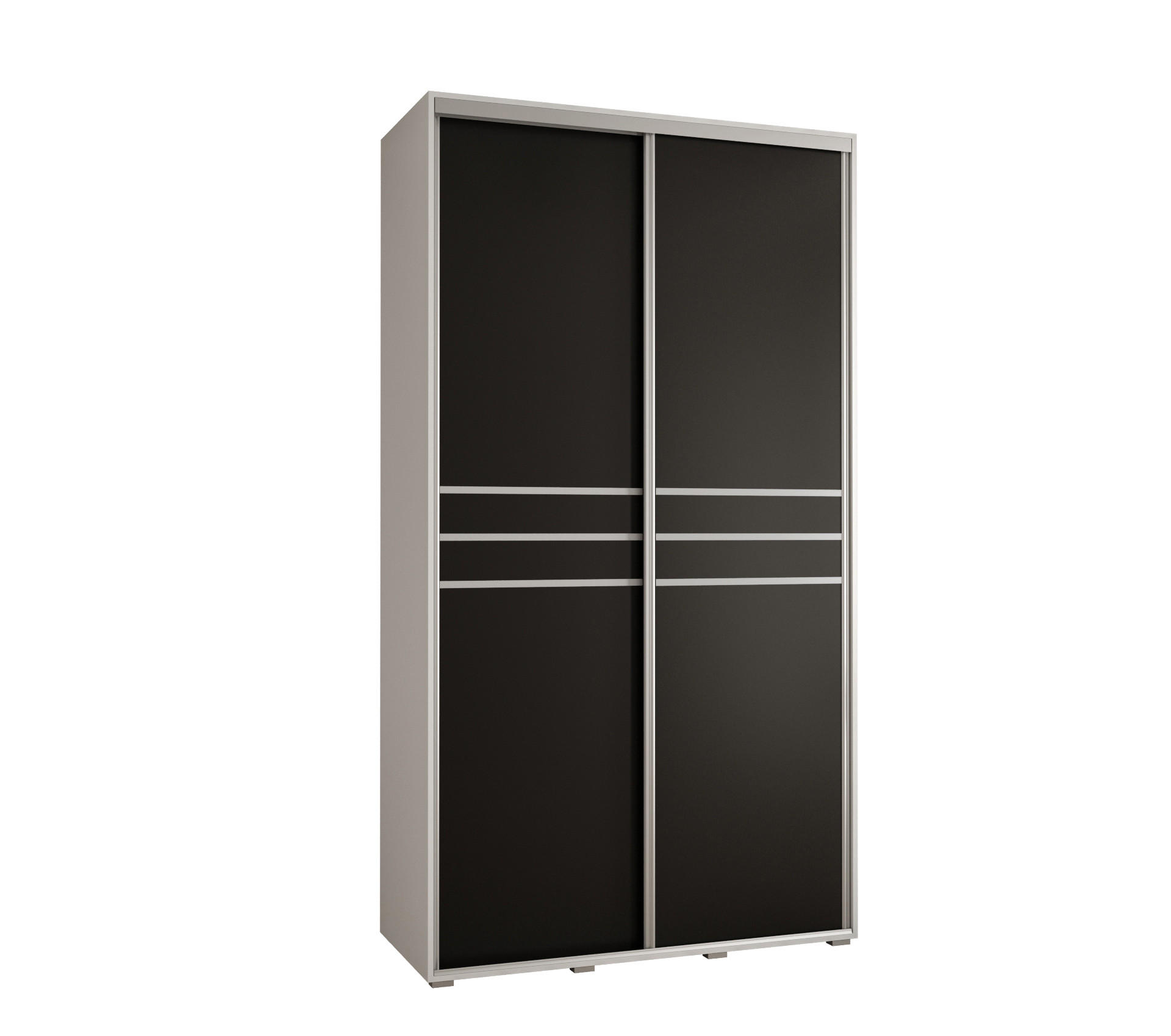 Abiks Möbel Schwebetürenschrank Weiß, Schwarz, Silber 140x235x45 cm