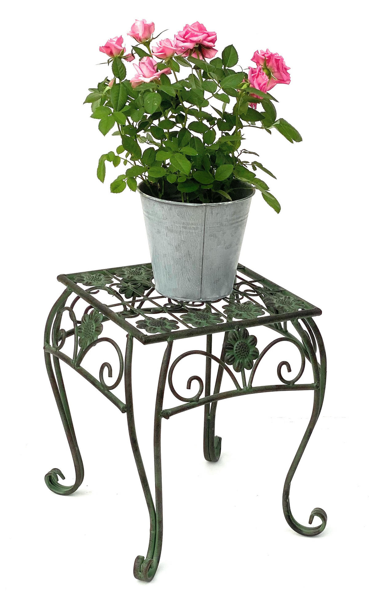 BLUMENHOCKER eckig Metall Grün 29,5/29,5/32 cm - Grün, Metall (29.5/32/29.5cm) - DanDiBo