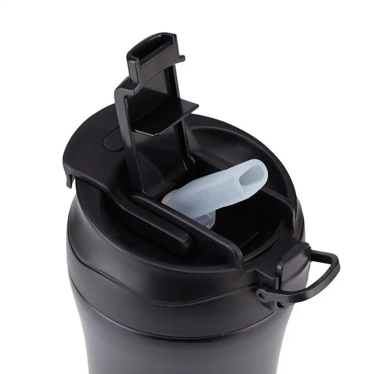 THERMOSFLASCHE 279 Schwarz, 400 ml, Edelstahl, Isolierflasche, Auslaufsicher, Thermobecher, Heiß Kalt, Coffee To Go, Premium, Reise, Outdoor, Büro - Goldfarben/Schwarz, Kunststoff/Metall (0.4L) - JUNG