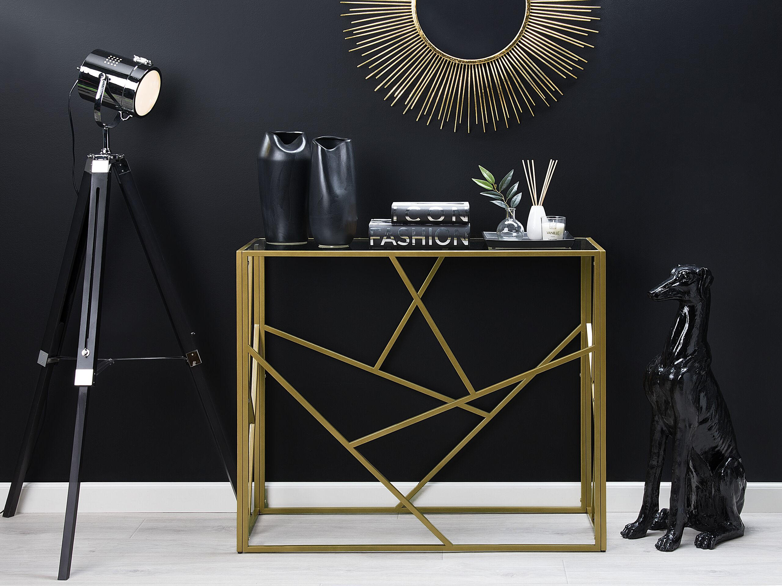 KONSOLENTISCH Glas gold Orland - Transparent/Goldfarben, Glas (40/100/85cm) - Beliani