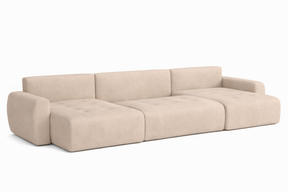 ECKSOFA Mit Schlaffunktion Und Bettkasten U-Form Ivo U, Veloursstoff Salvador, Beige - Beige, Holz (342/142cm) - Kaiser Möbel