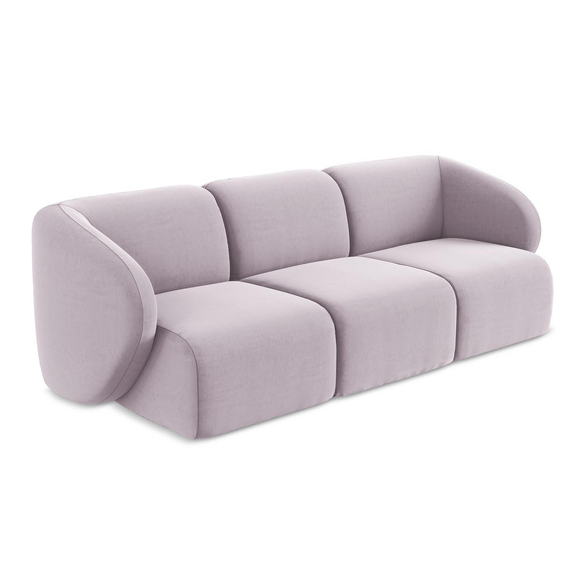 3-SITZER SOFA Samt Stoff Violett - Flieder/Schwarz, Holzwerkstoff/Kunststoff (244/75/94cm) - LaMiaSofa