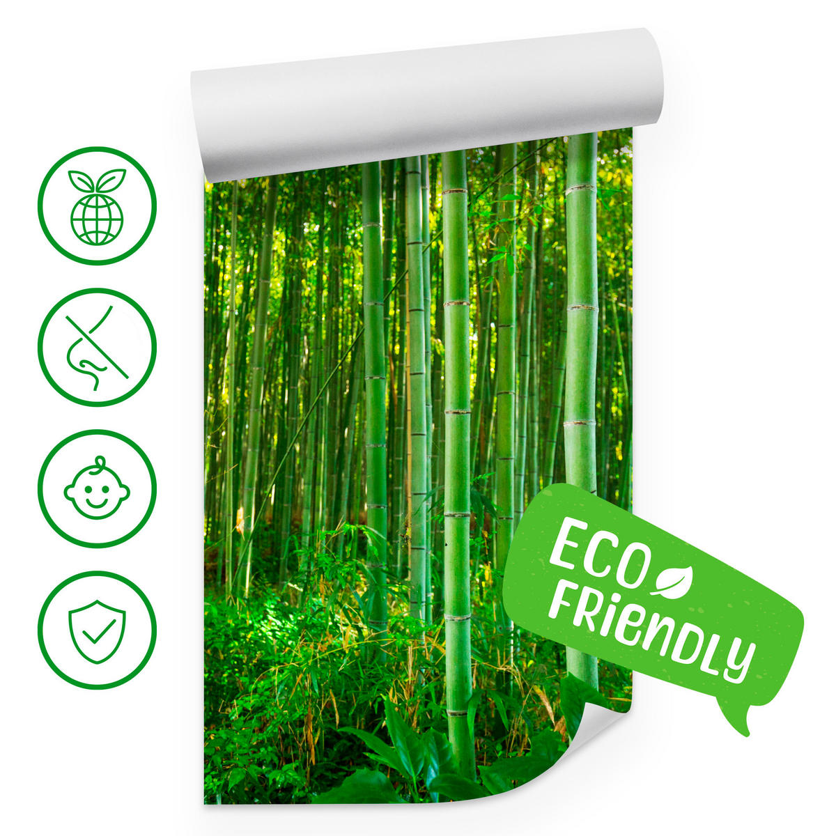 FOTOTAPETA Bambusový Les Rastliny Príroda 3D 150 x 105 cm - žltá/zelená, papier (150/105cm) - Muralo