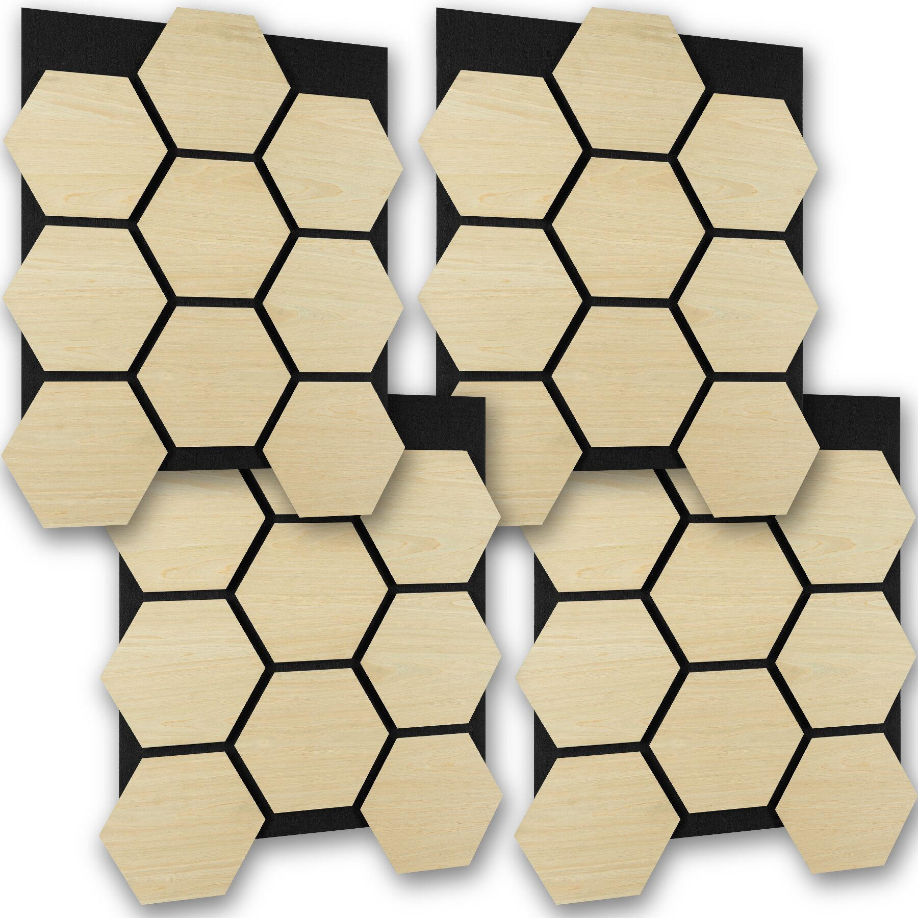 AKUSTIKPANEELE Sonic Shield, je 76 x 62 x 1,8 cm, Größe flexibel anpassbar, Eiche hell - Eichefarben, Holz (62/1.8/76cm) - tectake
