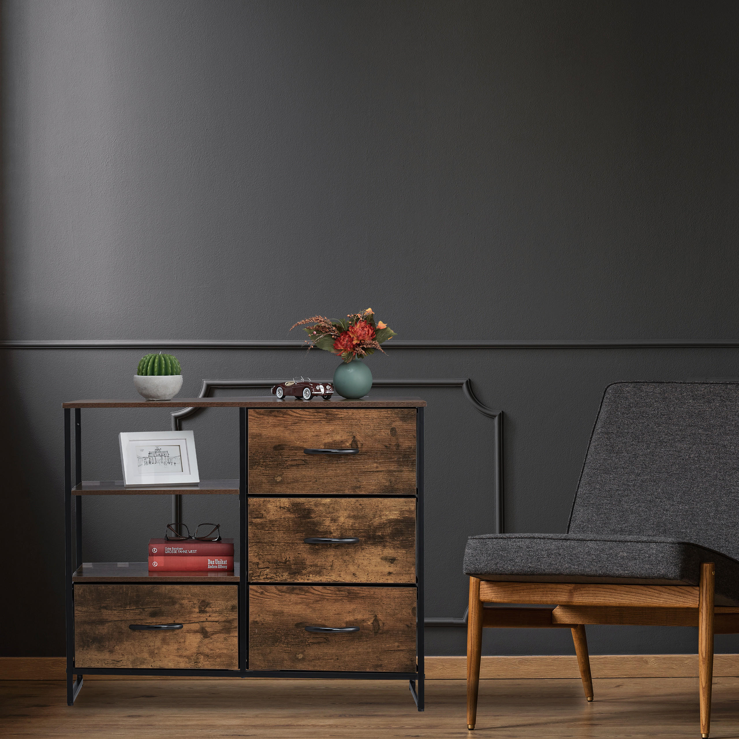 KOMMODE - Dunkelbraun, Holz/Holzwerkstoff (84/71.5/32.5cm) - Relaxdays
