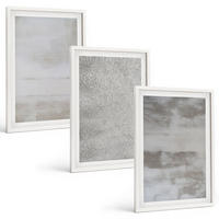 BILDER SET 3er Set - 40x60 cm Weißer Rahmen - Moderne minimalistische Texturen - Weiß, Kunststoff (40/60cm) - TULUP