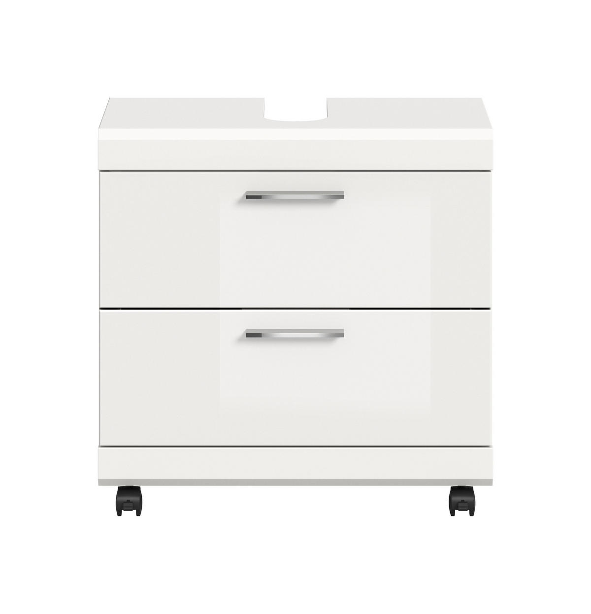 WASCHBECKENUNTERSCHRANK auf Rollen SCOUT (B/H/T: ca. 60/60/34 cm) in Weiß/weiß hochglanz - Weiß, Holzwerkstoff (60/60/34cm)