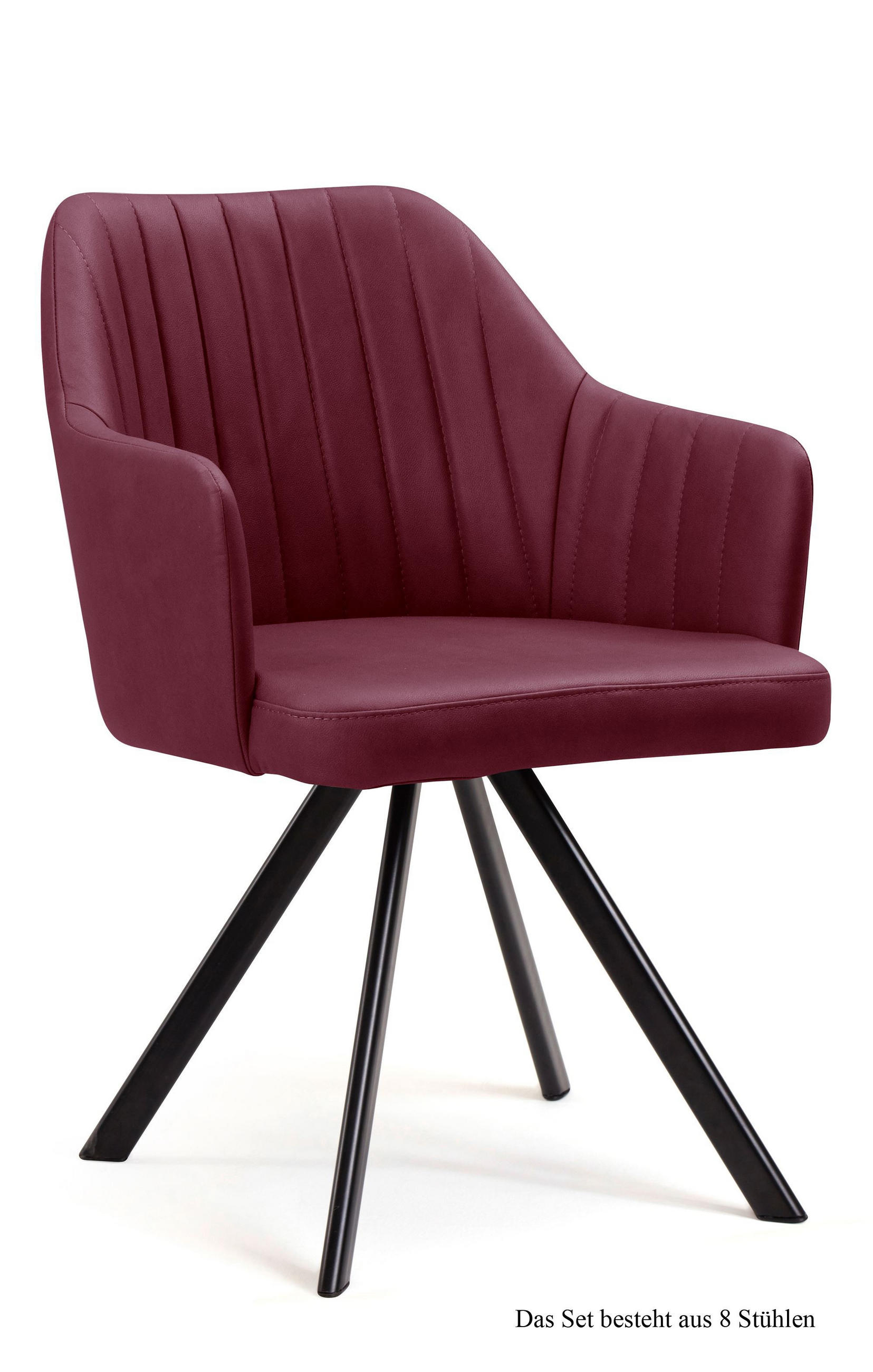ARMLEHNSTUHL (8er-Set) Delia 58x81x60 Schwarz/Marsala - Brombeere/Schwarz, Kunststoff (60/81/58cm) - 58aufmkessel
