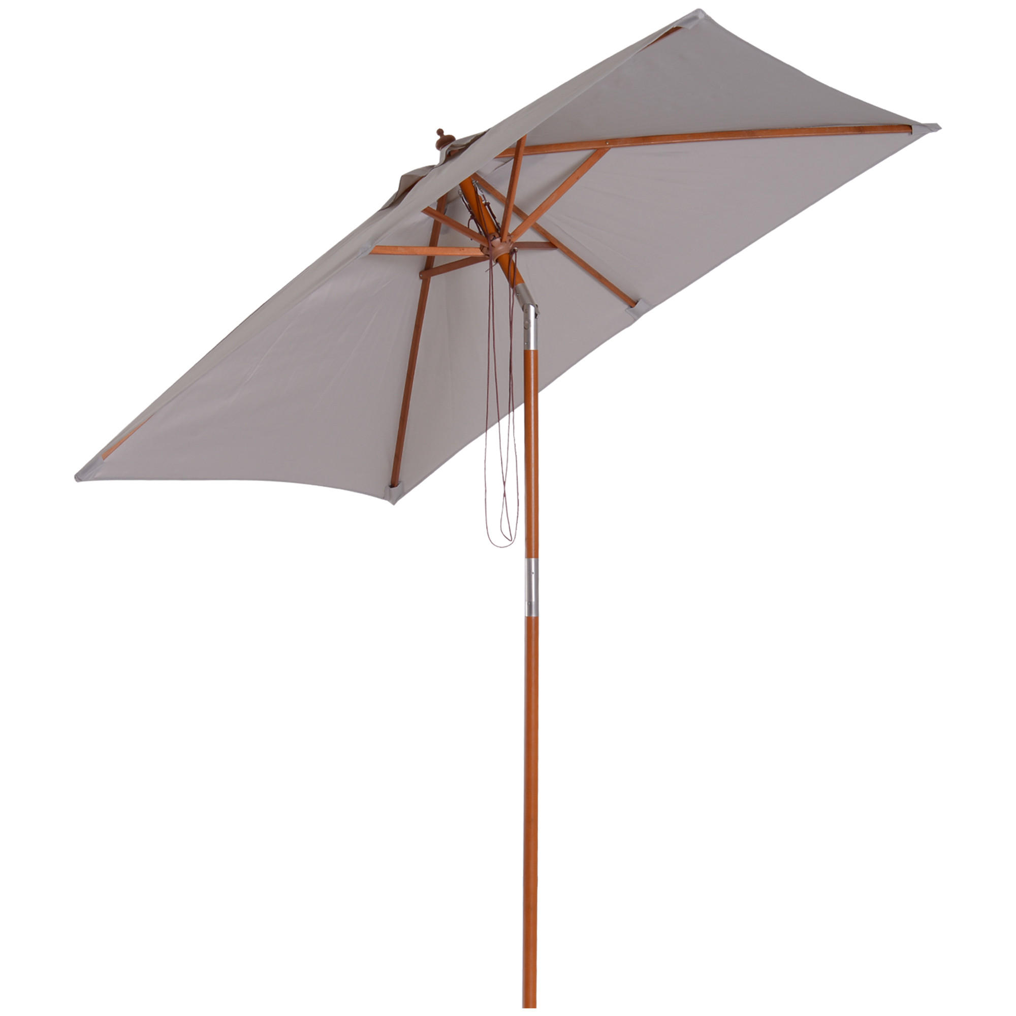 SONNENSCHIRM, Tannenholz, Bambus, Grau - Grau, Naturmaterialien/Holz (150/200cm) - Outsunny