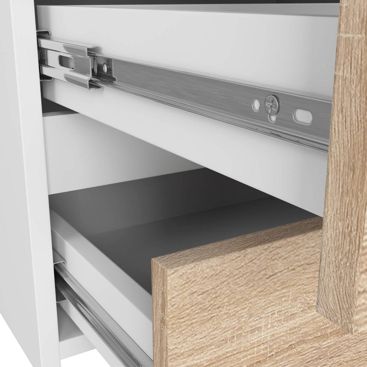 KOMMODE CL100 6 Schubladen, Weiß-Sonoma, 35x100x57 cm - Weiß/Sonoma Eiche, Holz (100/57/35cm) - Milordbikes