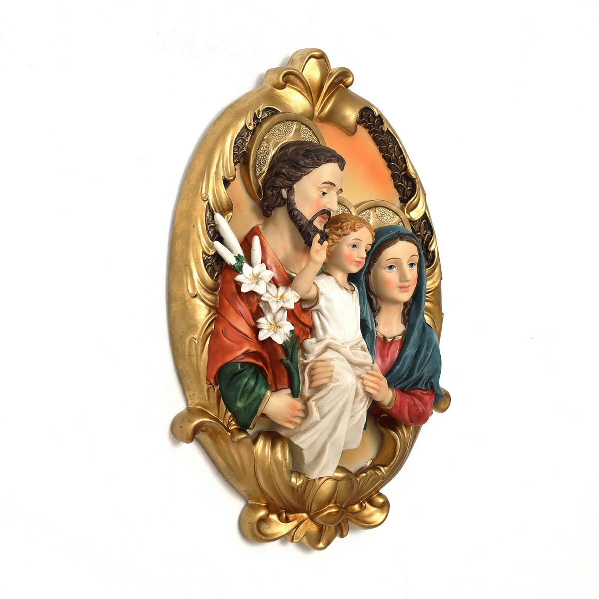 WANDSKULPTUR Heilige Familie, Glaubens- und Familiensymbol | B21.5 x T6.5 x H32 cm - Multicolor, Kunststoff (21.5/32/6.5cm) - Hometopia