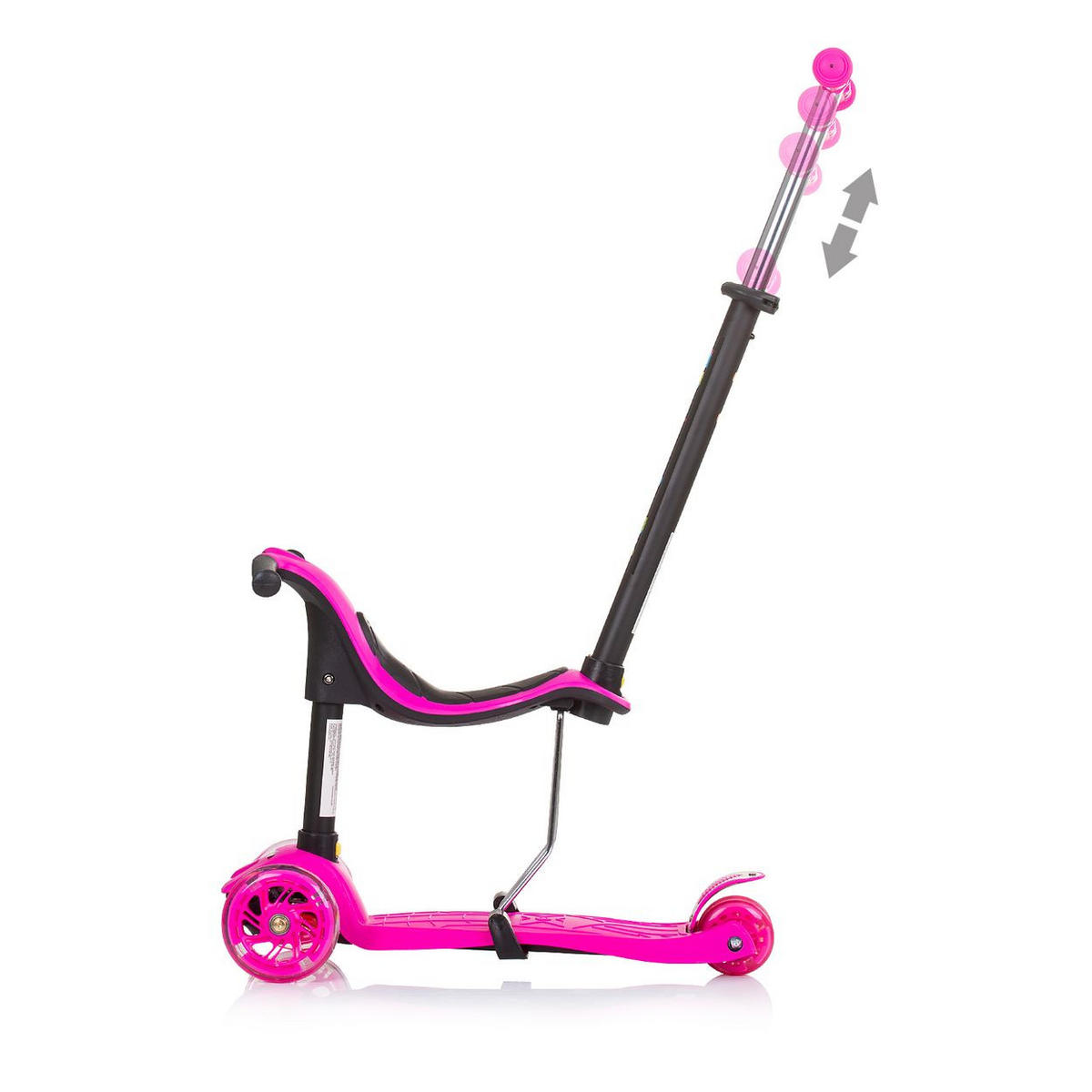 KINDERROLLER 3 in 1 Multi Plus pink 3 Räder, Laufrad, Roller, LED-Lichter - Rosa, Metall (55/27/85cm) - Chipolino