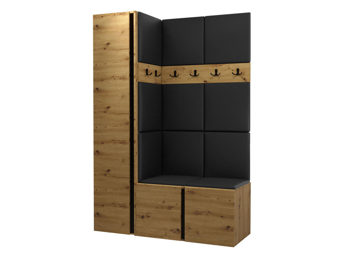GARDEROBEN-SET Orion IX - Schwarz/Eiche Artisan, Holzwerkstoff/Kunststoff (124/186/46cm) - MIRJAN24