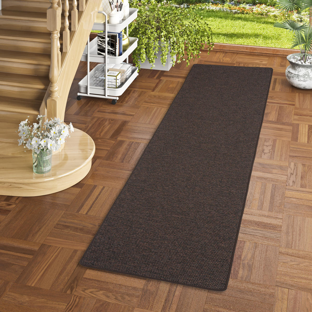LÄUFER TEPPICH BENTZON FLACHGEWEBE - Dunkelbraun, Textil (80/160cm) - Snapstyle