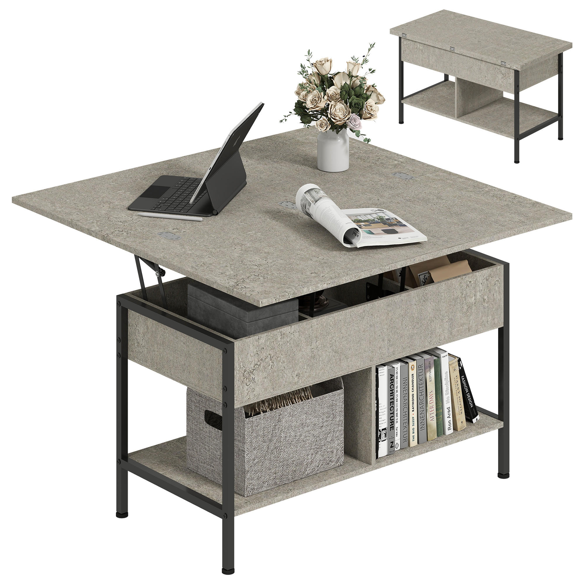Pangivo Couchtisch Grau 49x55x98 cm