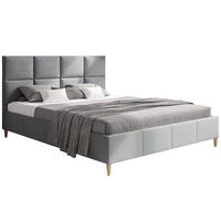 BETT Grau LUXO 1 Gepolstert Auf Holzbeinen 120x200 cm - Grau, Textil (120/200cm) - Sepro Meble