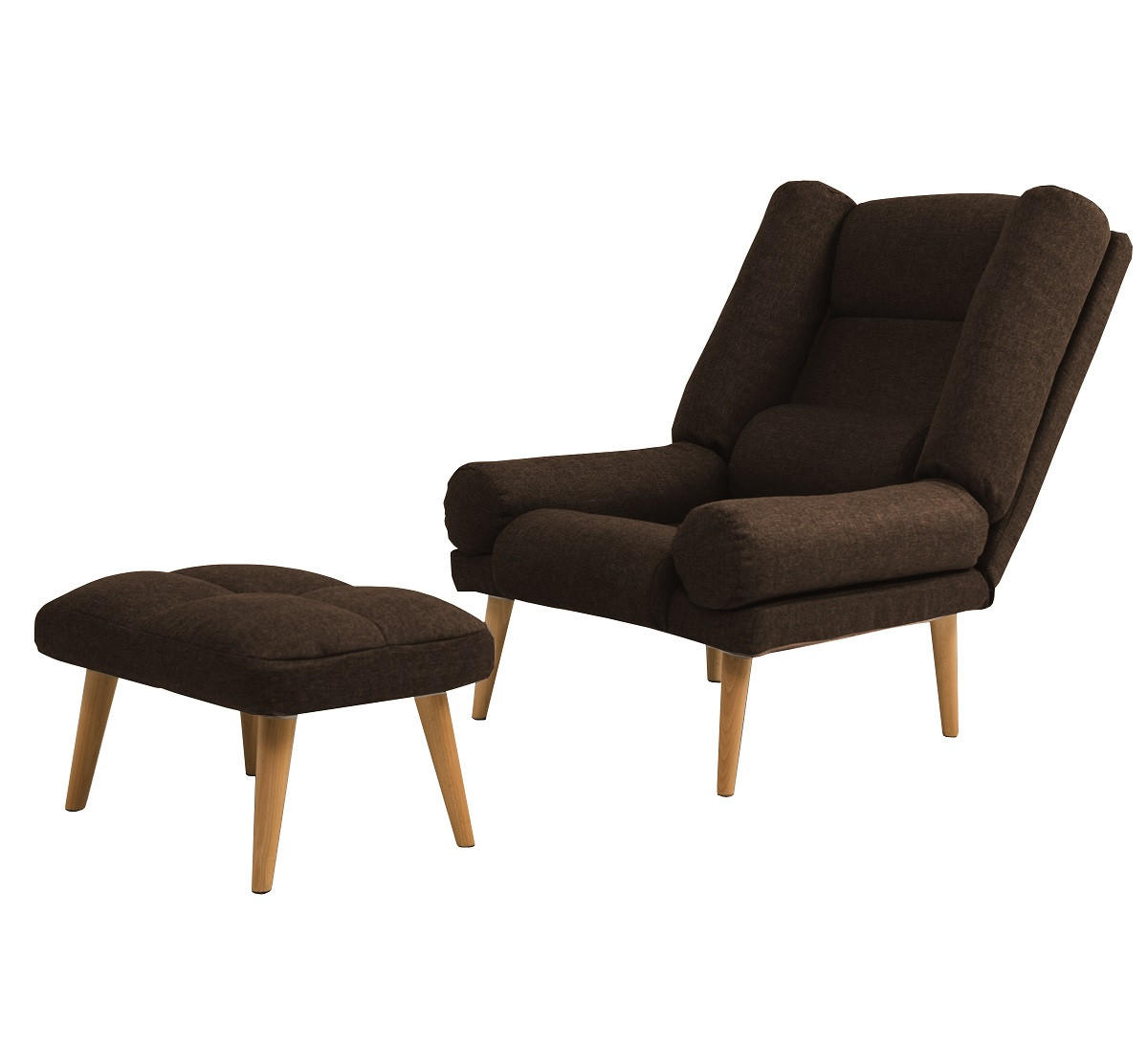 SESSEL Lola mit Fußhocker Rückenlehne 5-stufig einstellbar, braun - Braun, Holz/Kunststoff (75/100/60cm) - Margaret Hadas24