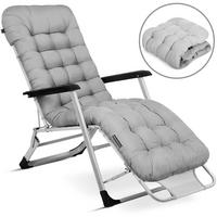 GARTEN-RELAXSESSEL Klappbarer mit Kissen, Grau - Grau, Metall (60/102/110cm)