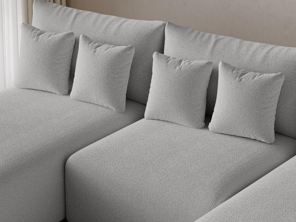 ECKSOFA Ronni U Bouclé-Stoff Grau - Grau, Holz/Textil (300/190cm) - Graingold