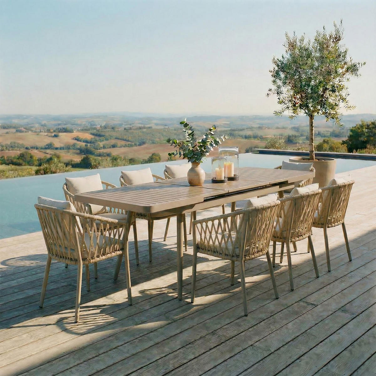 GARTENMÖBEL SET SUNNY 9er Set braun - Braun, Metall - IDIMEX