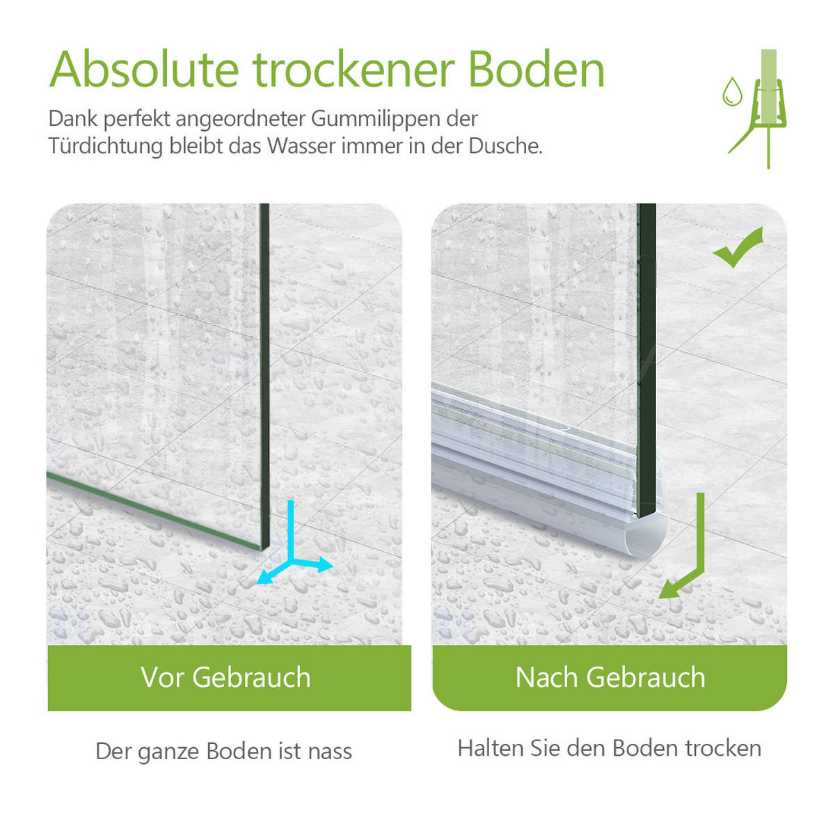 DUSCHDICHTUNG 100 cm für Duschtüren 7–8 mm transparent zuschneidbar - Transparent, Kunststoff (100/2cm) - S'AFIELINA