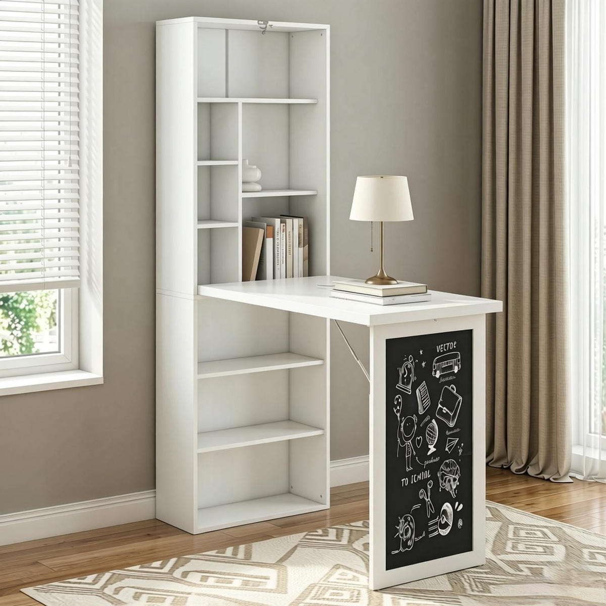 SCHREIBTISCH klappbarer Home Office Tisch 98 x 51 x 153 cm - Weiß, Holzwerkstoff (51/98/153cm) - Gisaae