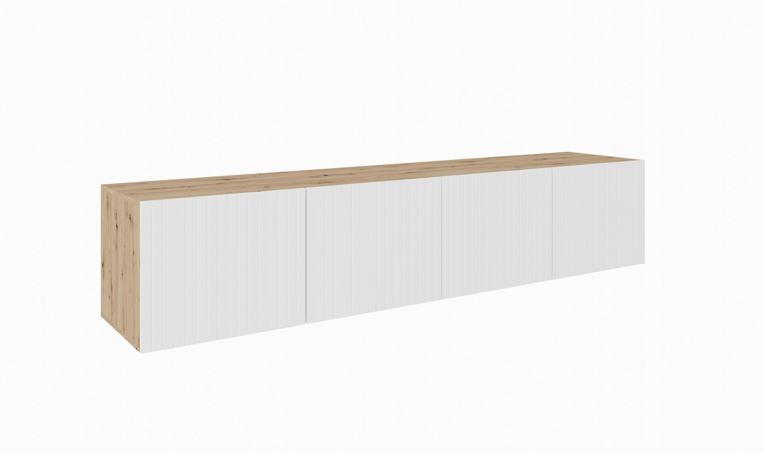 Meblini Tv-Schrank Eiche Artisan, Weiß 200x41x40 cm