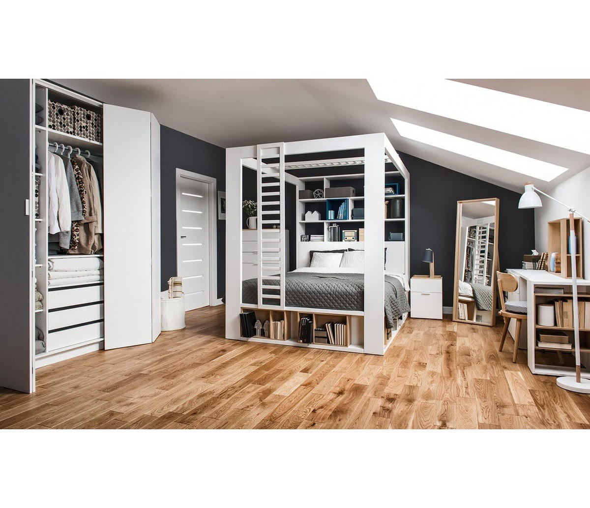 HIMMELBETT Calgary 160x200 mit aufklappbarem Lattenrost - weiß - Weiß, Holzwerkstoff (160/200cm) - QMM TraumMöbel