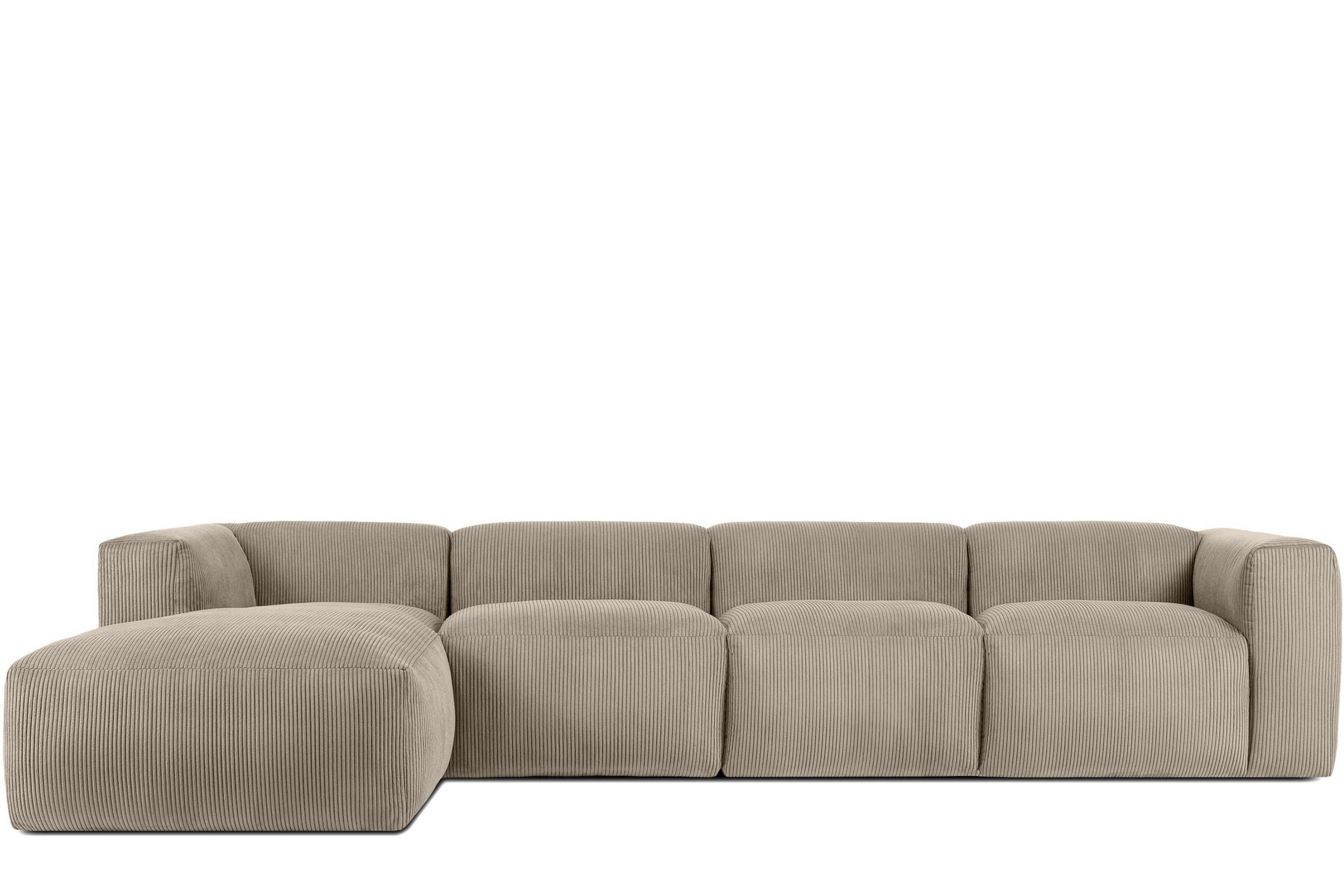 ECKMODULSOFA-LINKS BUFFO 6-Sitzer mit extrem weicher Sitzfläche, Kordstoff, beige - Beige, Textil (377/180cm) - KONSIMO®