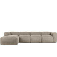 ECKMODULSOFA-LINKS BUFFO 6-Sitzer mit extrem weicher Sitzfläche, Kordstoff, beige - Beige, Textil (377/180cm) - KONSIMO®