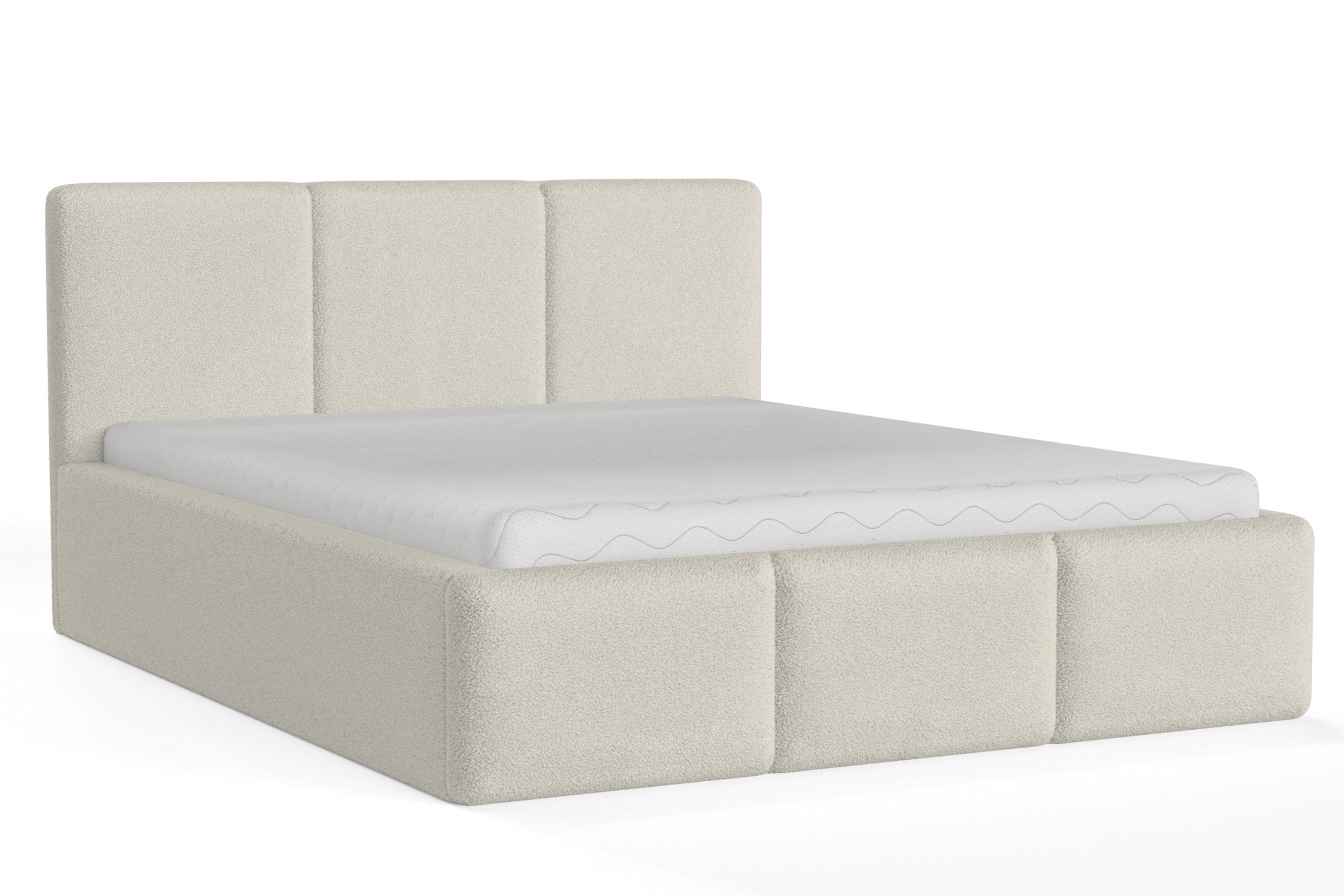 POLSTERBETT FOXY 140/200 in Boucle Ecru - Ecru, Holz/Holzwerkstoff (140/200cm) - Deine Möbel 24