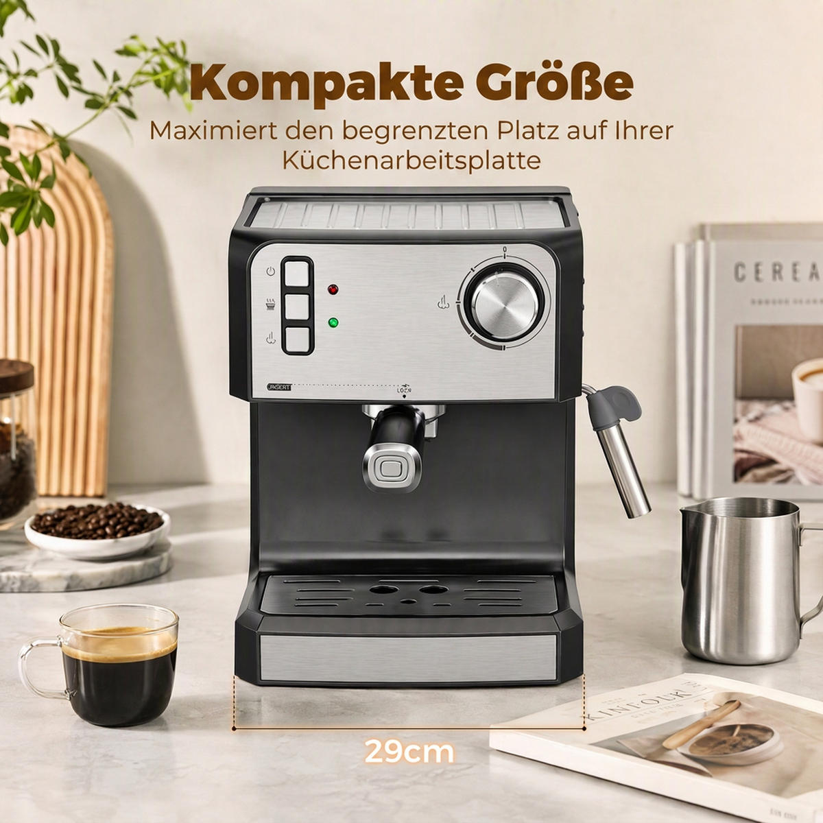 KAFFEBRYGGARE i rostfritt stål, svart - Svart, Metall (22/28/29cm) - HOMCOM