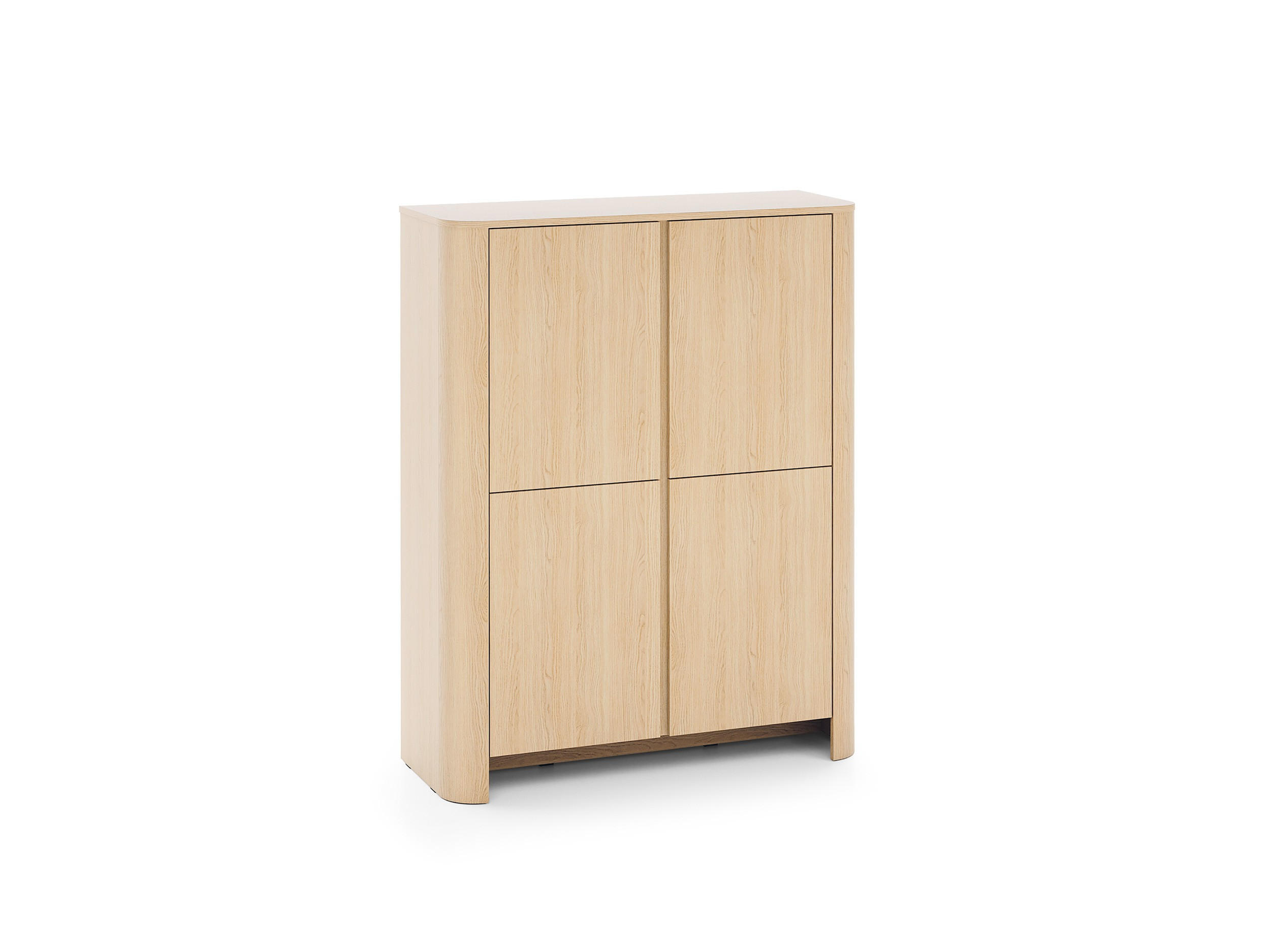 HIGHBOARD Fari Eiche Vincenza, Viertürige Hochkommode - Hellbraun/Schwarz, Holzwerkstoff (103/132/39cm) - Bettso