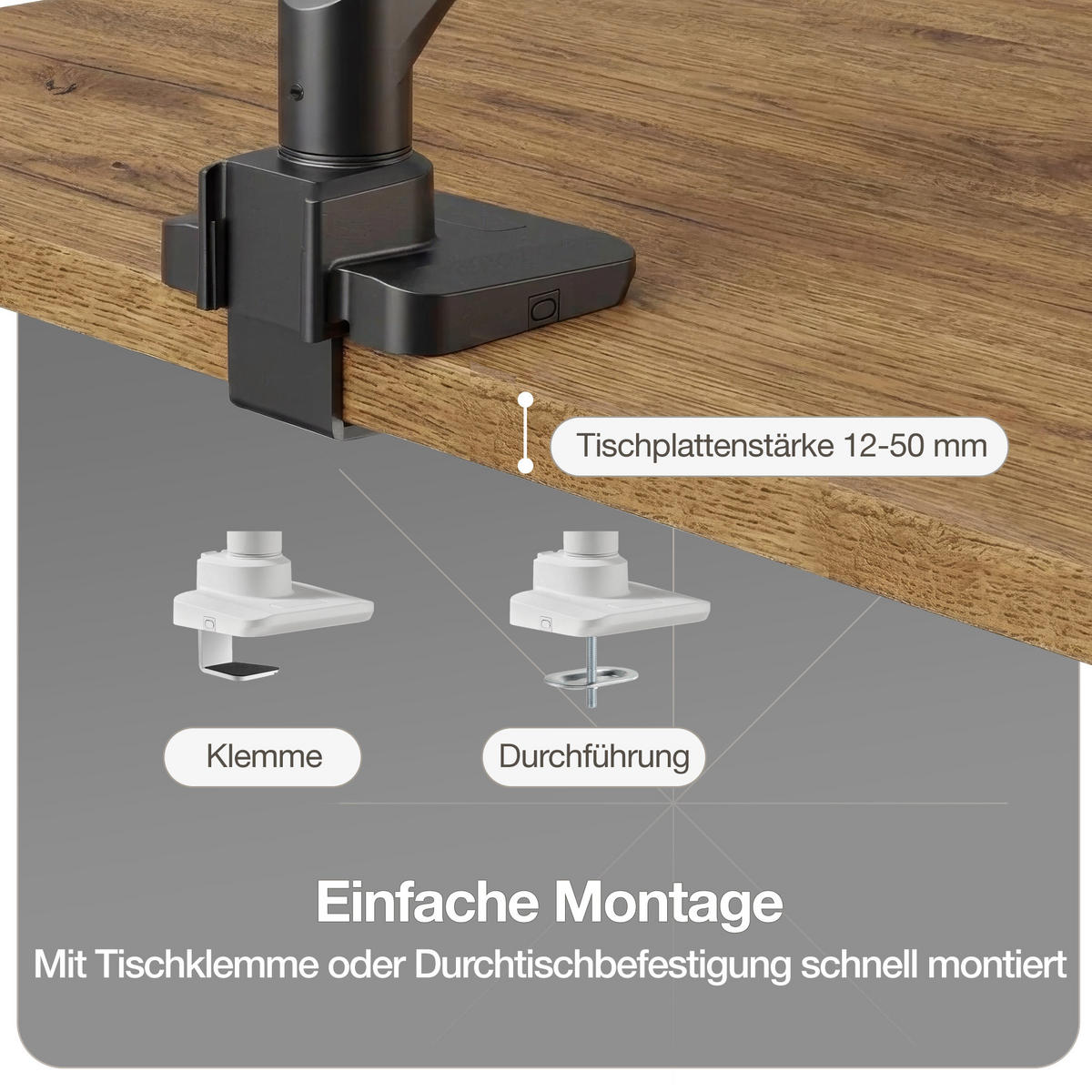 MONITORARM in weiß mit Gasfeder für 17–49 Zoll Monitore bis 20kg / Signalweiß - Weiß, Metall (22/43/13cm) - ASSMANN