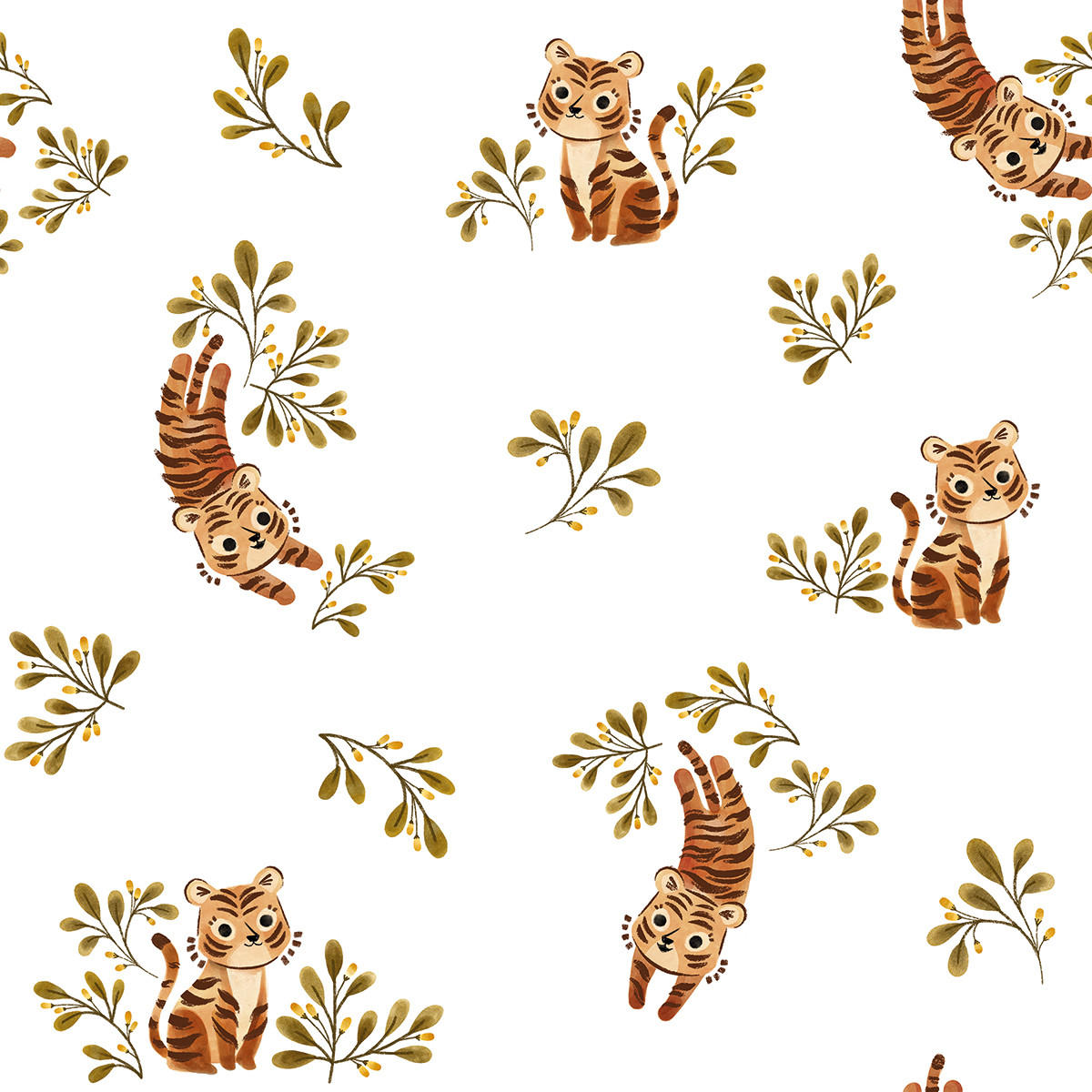 VLIESTAPETE Felidae Tiger 50 cm x 10 m, orange/grün - Waldgrün/Gelb, Papier (50/1000cm) - Lilipinso