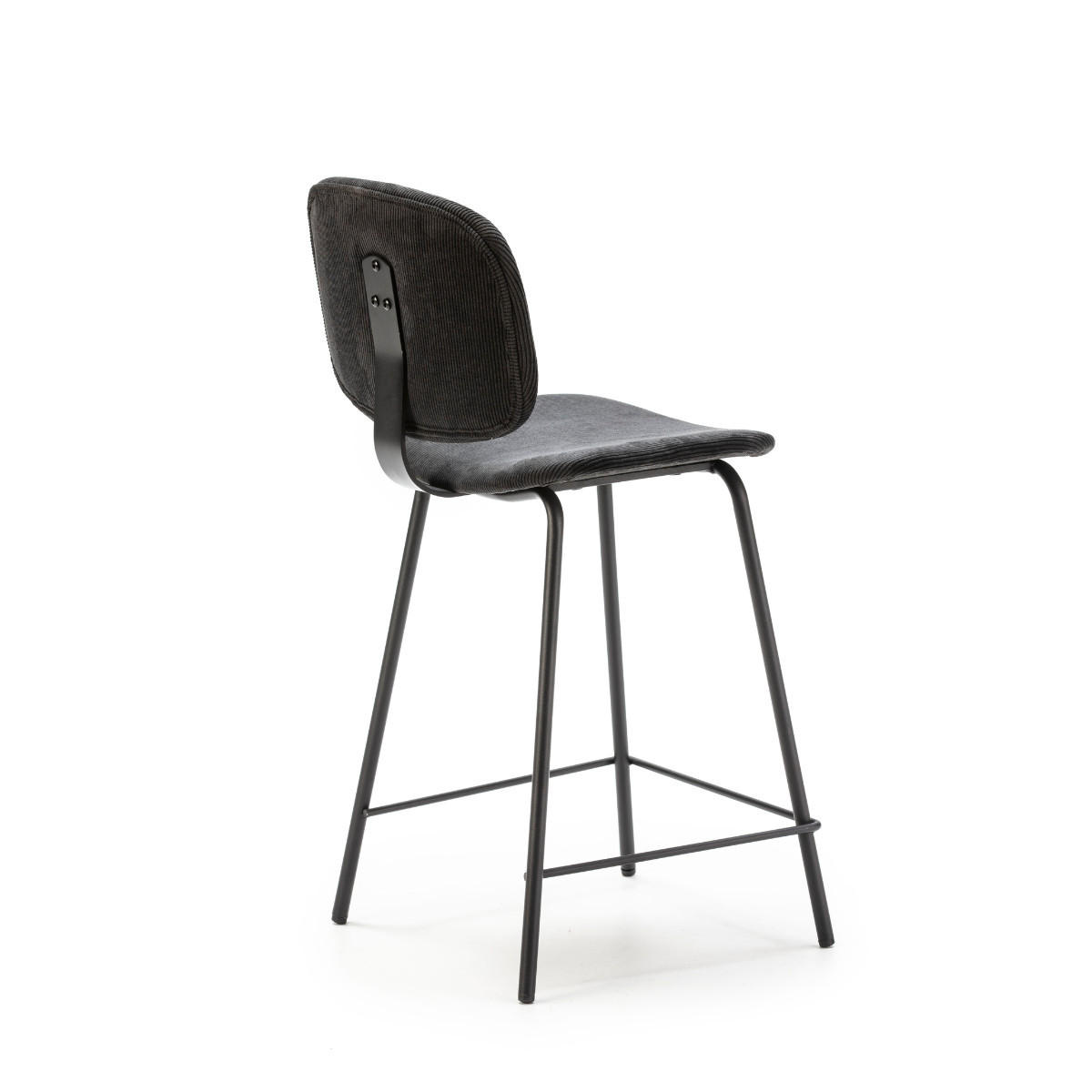 HOCKERN (Set aus 2) aus cordstoff mit schwarzen metallbeinen - arus 44/50/65 cm - Schwarz, Textil (50/65/44cm) - Calicosy