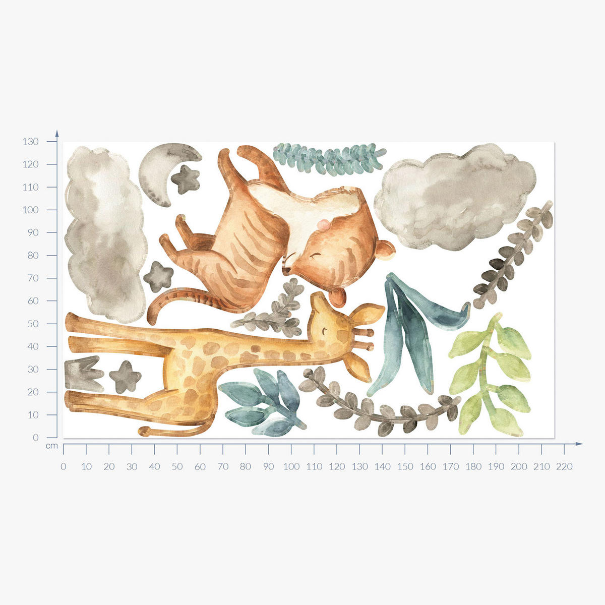 WANDAUFKLEBER 130x215cm - Pflanzen und Tiere - Multicolor, Kunststoff (130/215/0.1cm) - Wallfluent