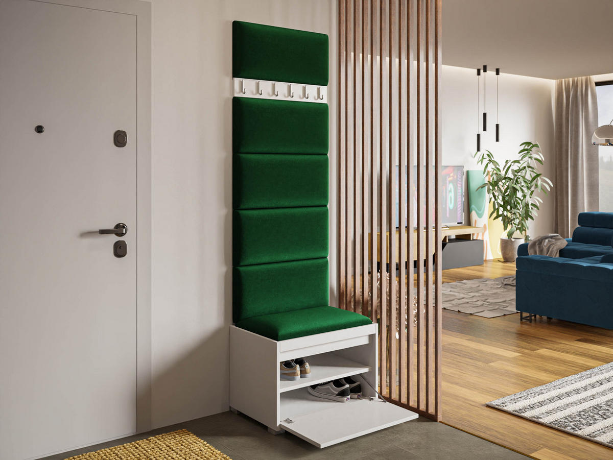 GARDEROBEN-SET Grawis 60 IV - Silberfarben/Grün, Holzwerkstoff/Kunststoff (64.5/45/34cm) - MIRJAN24