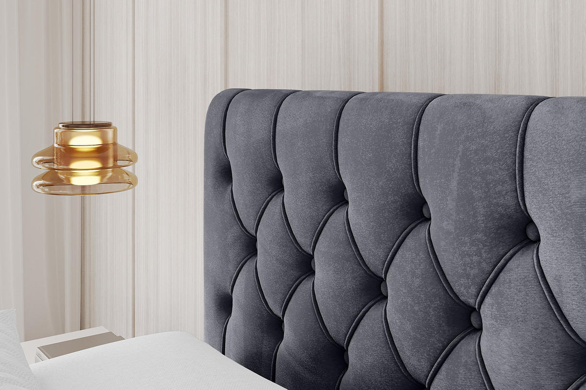 POLSTERBETT mit Bettkasten, Fußteil und Lattenrost, Boxbett ohne Matratze - LARO-Z 120x200 Dunkelgrau - Dunkelgrau, Holzwerkstoff/Textil (120/200cm) - ALTDECOR