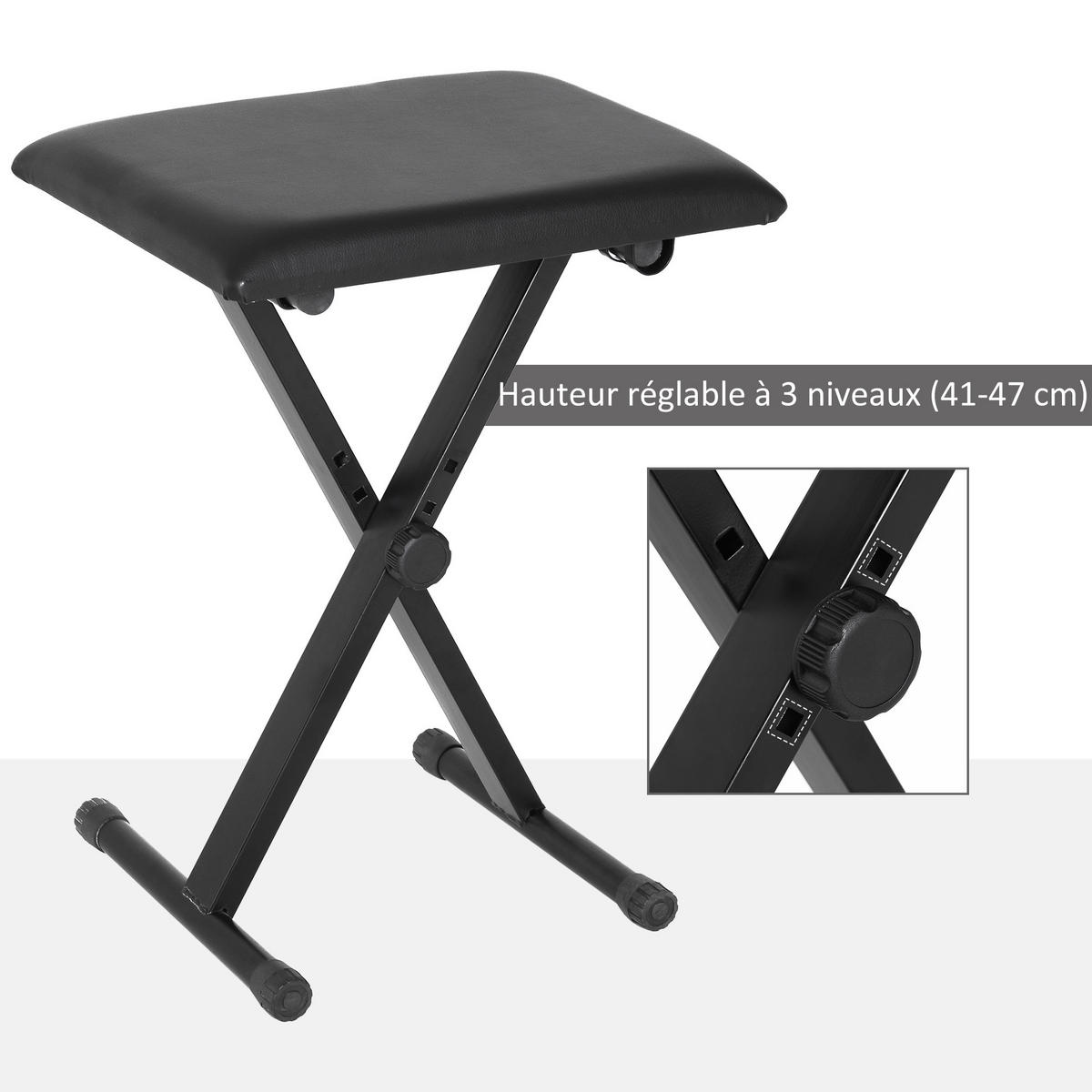 HOCKER DE-16363 klappbar & höhenverstellbar Schwarz - Schwarz, Metall (29/47/39cm) - ComfortXL