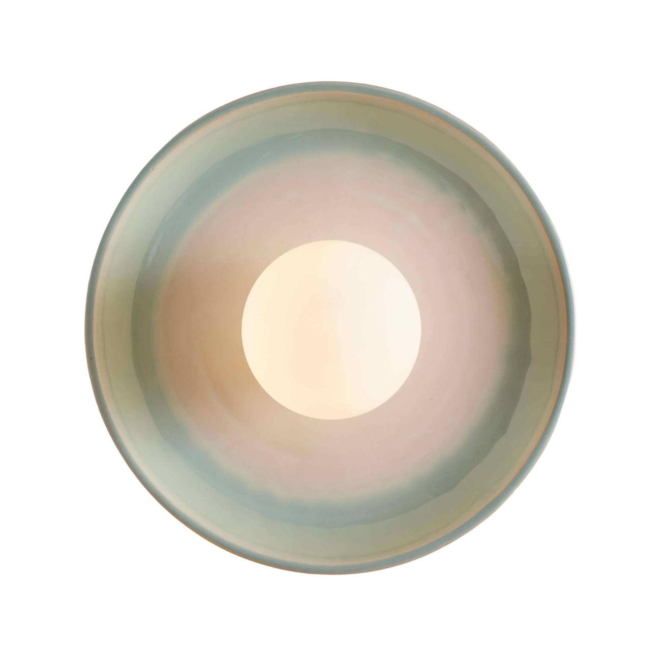 WANDLEUCHTE Azélie, Meergrün und weiß, 28cm - Weiß, Glas (28/28/13cm) - KOSILUM
