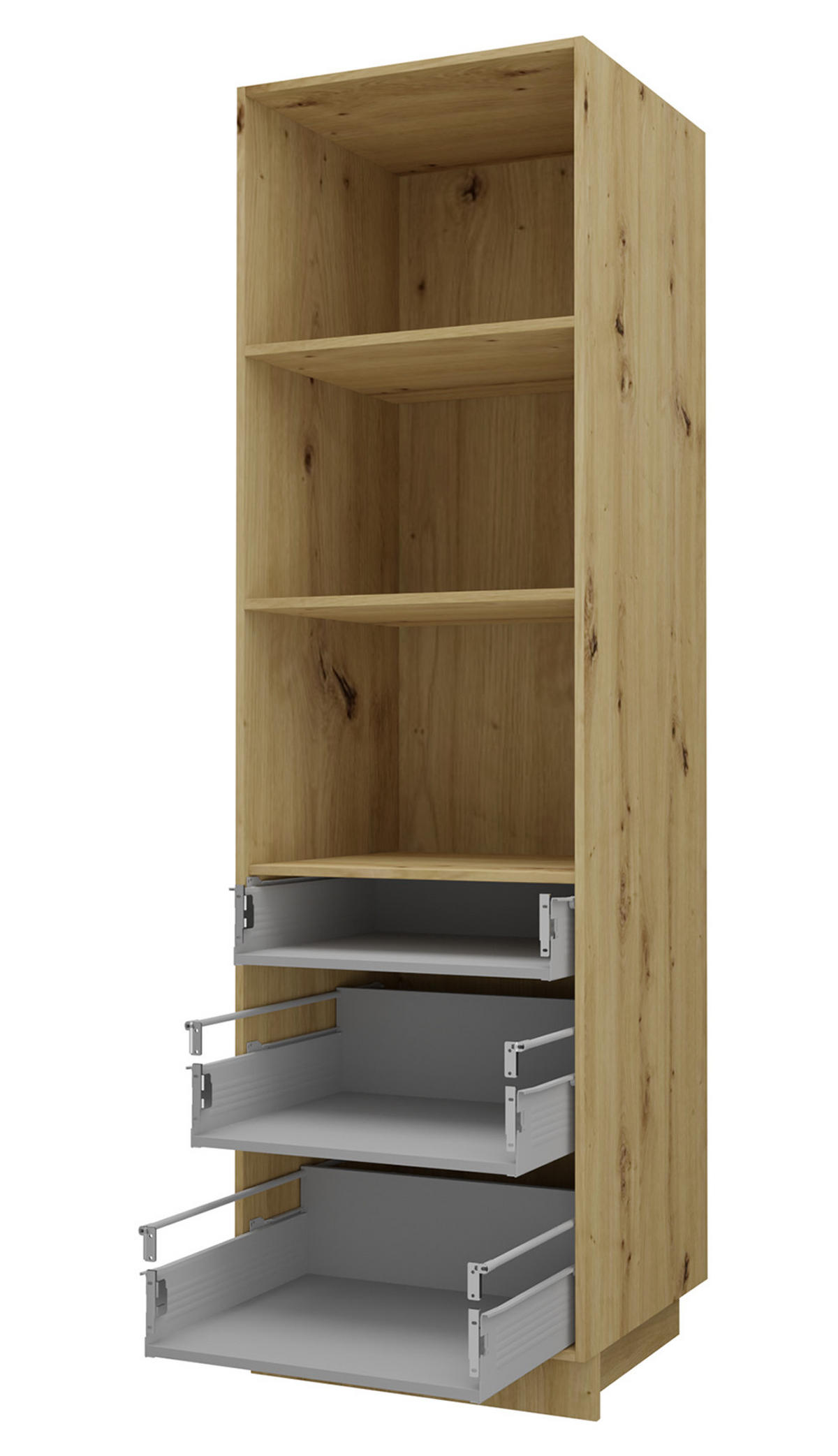 BACKOFEN-HOCHSCHRANK Kvantum D14/RU/3M Vanille Matt / Eiche Artisan Matt 60 / 59 / 207cm - Creme/Eiche Artisan, Holz/Holzwerkstoff (60/207/59cm) - Feldmann-Wohnen