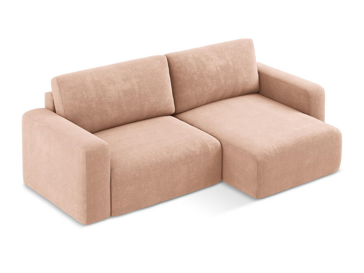 ECKSOFA mit Schlaffunktion rechts Chenille Stoff Pink - Pink/Koralle, Kunststoff/Textil (244/149cm) - Makamii